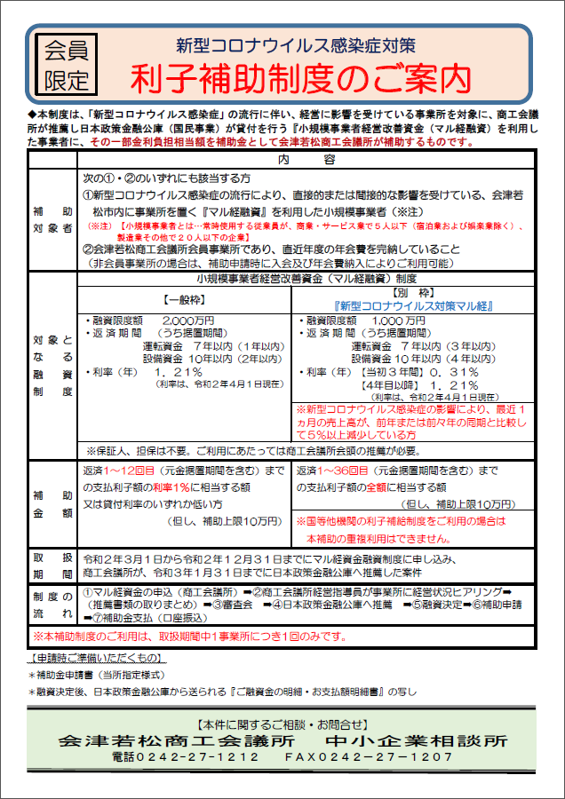 利子補助制度のご案内